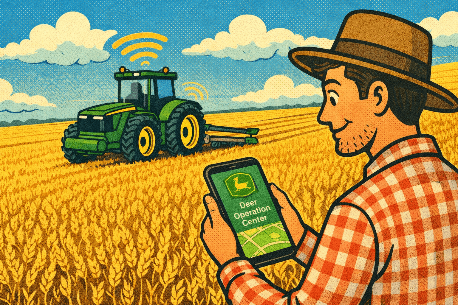Farmer prati moderni autonomni John Deere traktor